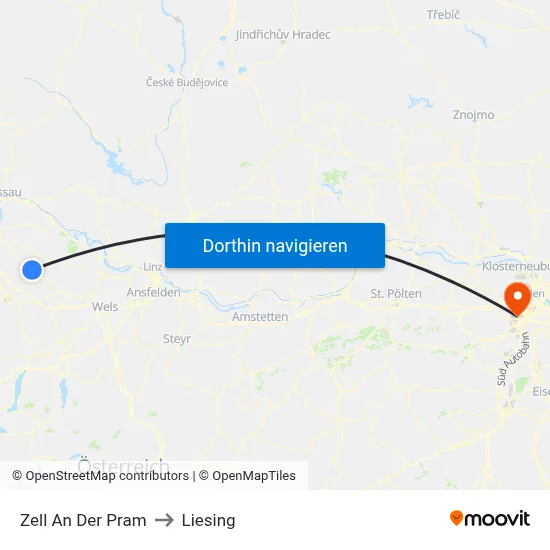 Zell An Der Pram to Liesing map