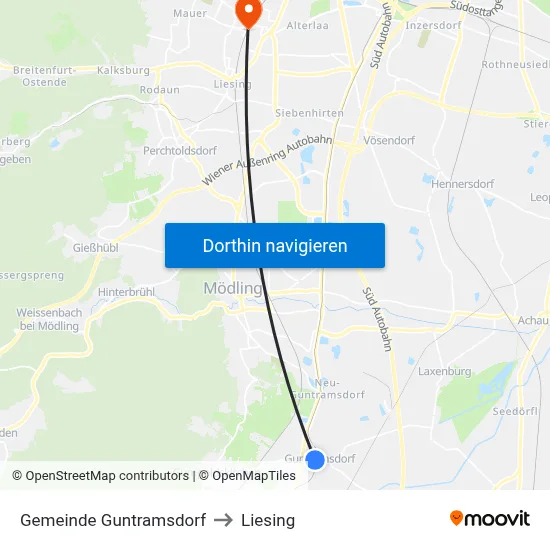 Gemeinde Guntramsdorf to Liesing map