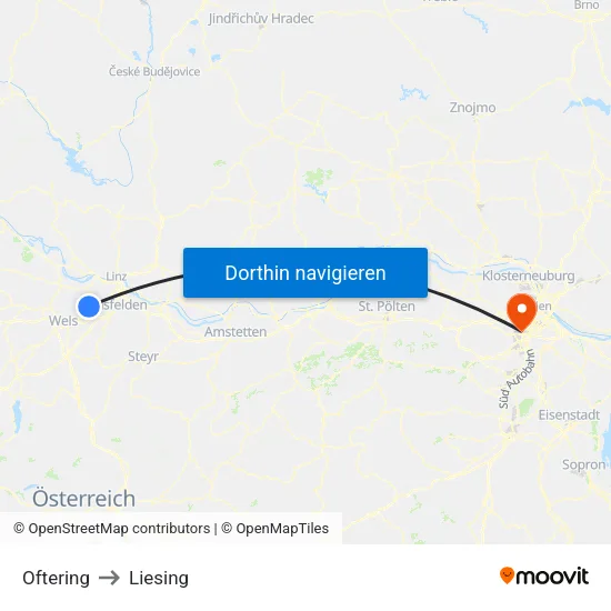 Oftering to Liesing map