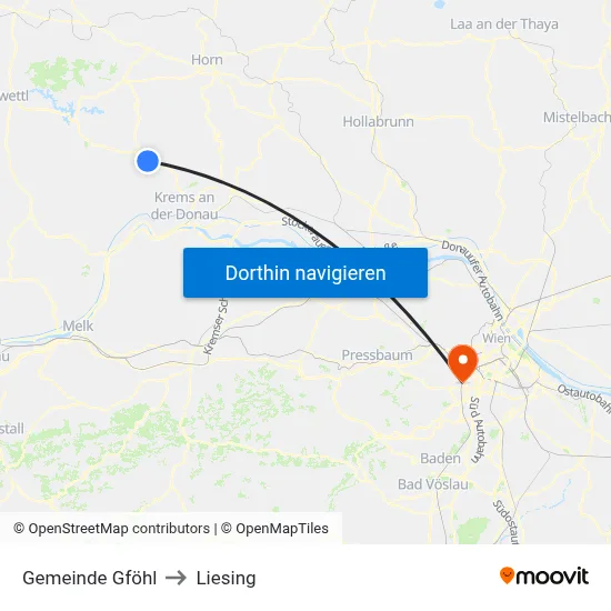 Gemeinde Gföhl to Liesing map