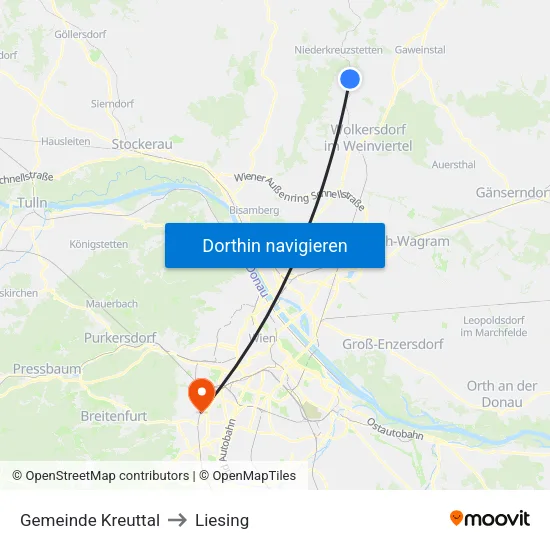 Gemeinde Kreuttal to Liesing map