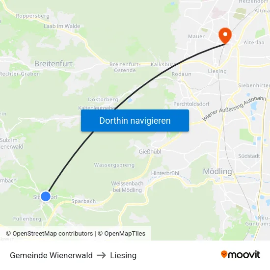Gemeinde Wienerwald to Liesing map