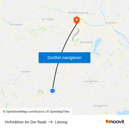 Hofstätten An Der Raab to Liesing map