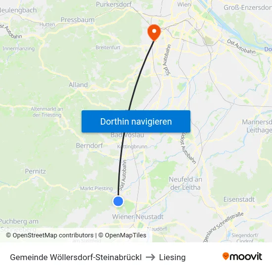 Gemeinde Wöllersdorf-Steinabrückl to Liesing map