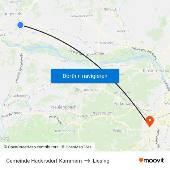 Gemeinde Hadersdorf-Kammern to Liesing map