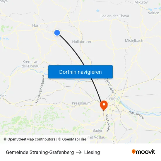Gemeinde Straning-Grafenberg to Liesing map