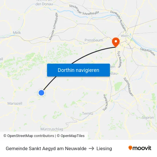 Gemeinde Sankt Aegyd am Neuwalde to Liesing map