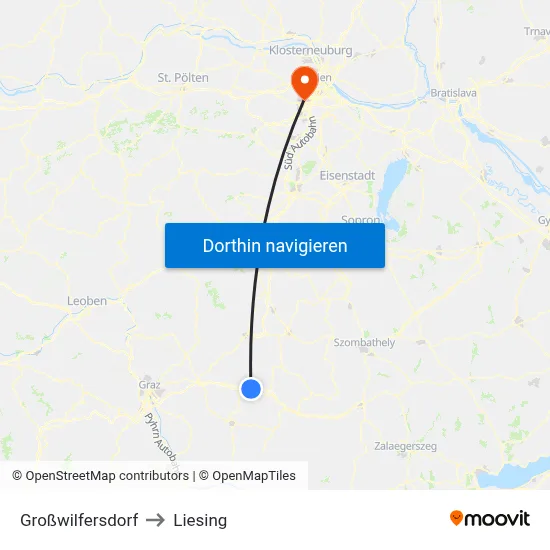 Großwilfersdorf to Liesing map