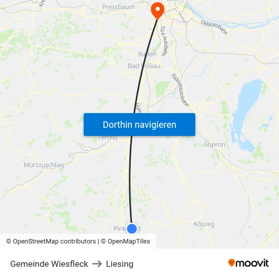 Gemeinde Wiesfleck to Liesing map