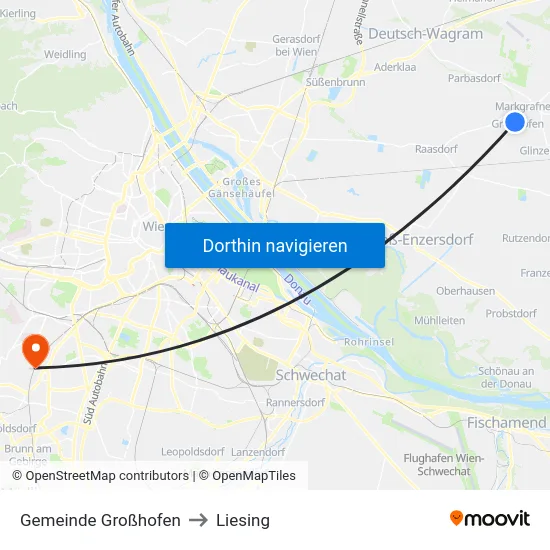 Gemeinde Großhofen to Liesing map