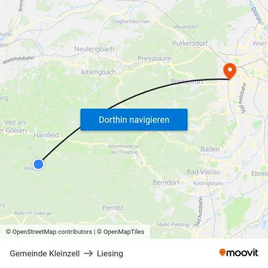 Gemeinde Kleinzell to Liesing map
