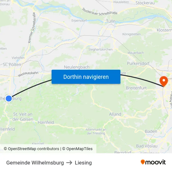 Gemeinde Wilhelmsburg to Liesing map