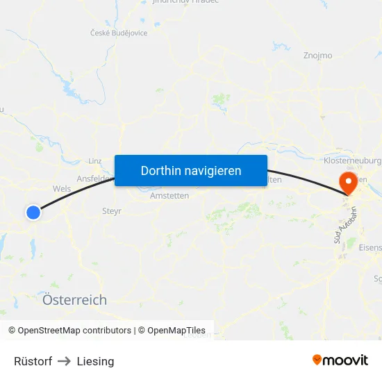 Rüstorf to Liesing map