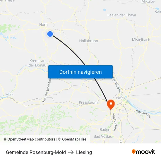 Gemeinde Rosenburg-Mold to Liesing map