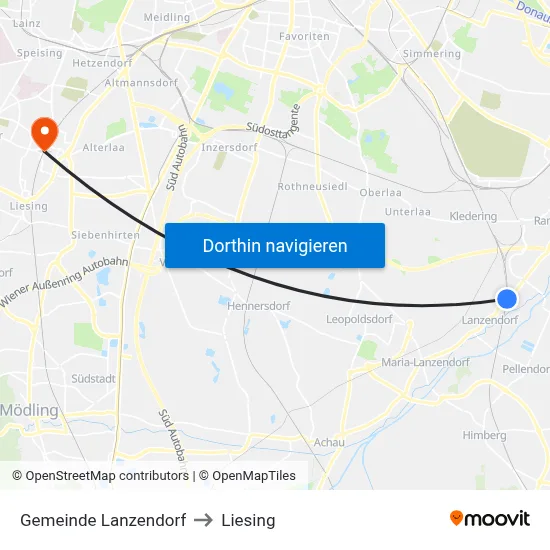 Gemeinde Lanzendorf to Liesing map