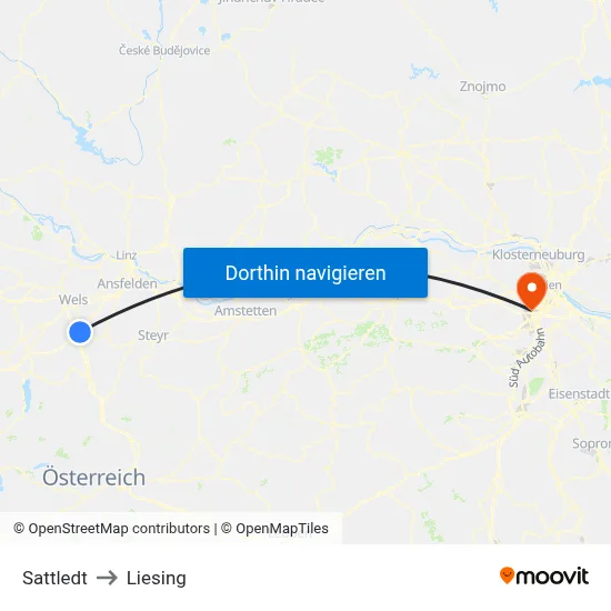 Sattledt to Liesing map