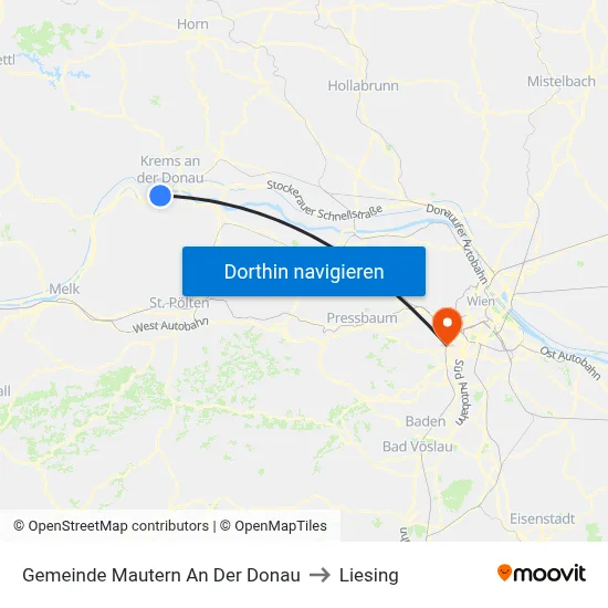Gemeinde Mautern An Der Donau to Liesing map