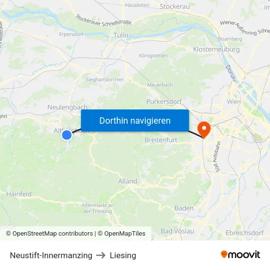 Neustift-Innermanzing to Liesing map