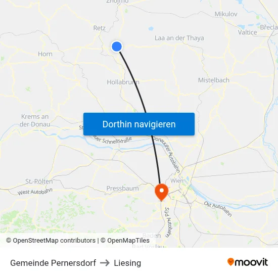 Gemeinde Pernersdorf to Liesing map