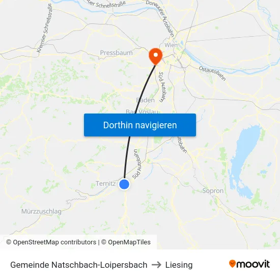 Gemeinde Natschbach-Loipersbach to Liesing map