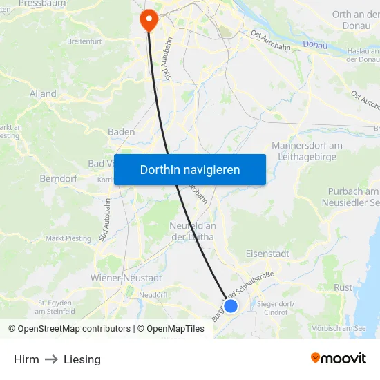 Hirm to Liesing map