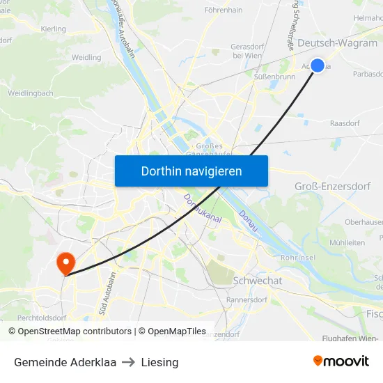 Gemeinde Aderklaa to Liesing map