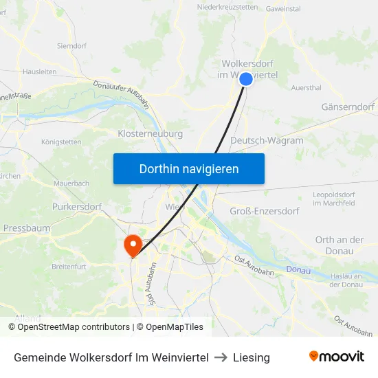 Gemeinde Wolkersdorf Im Weinviertel to Liesing map