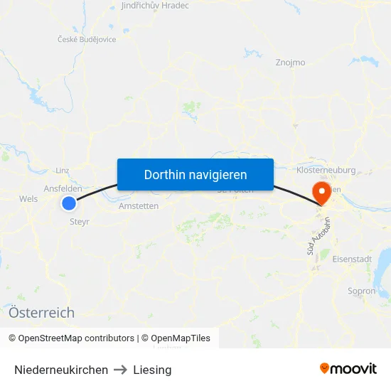 Niederneukirchen to Liesing map