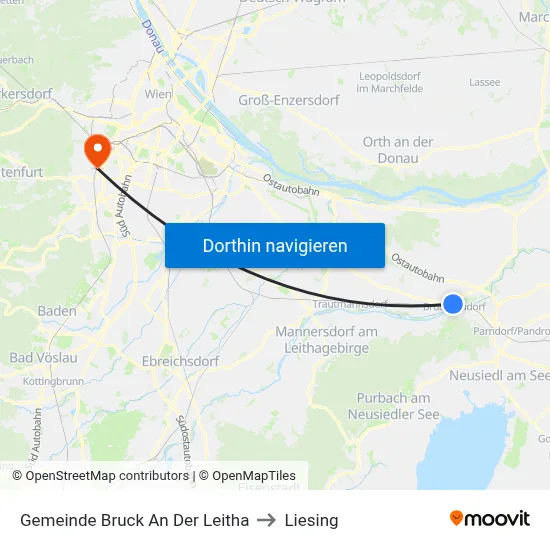 Gemeinde Bruck An Der Leitha to Liesing map