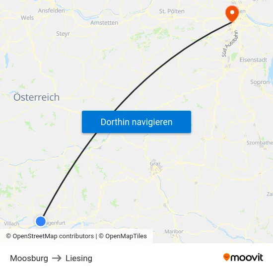 Moosburg to Liesing map