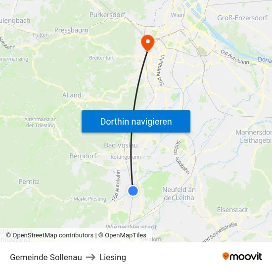 Gemeinde Sollenau to Liesing map