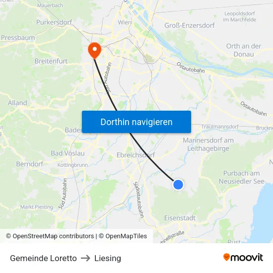 Gemeinde Loretto to Liesing map