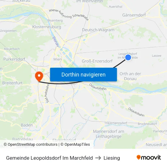 Gemeinde Leopoldsdorf Im Marchfeld to Liesing map