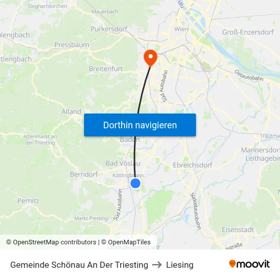 Gemeinde Schönau An Der Triesting to Liesing map