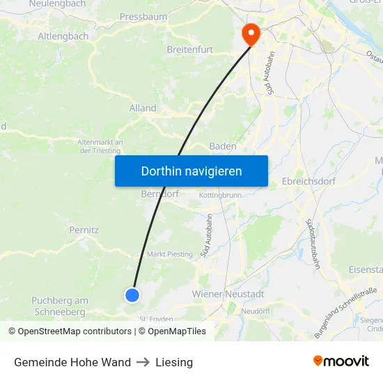Gemeinde Hohe Wand to Liesing map