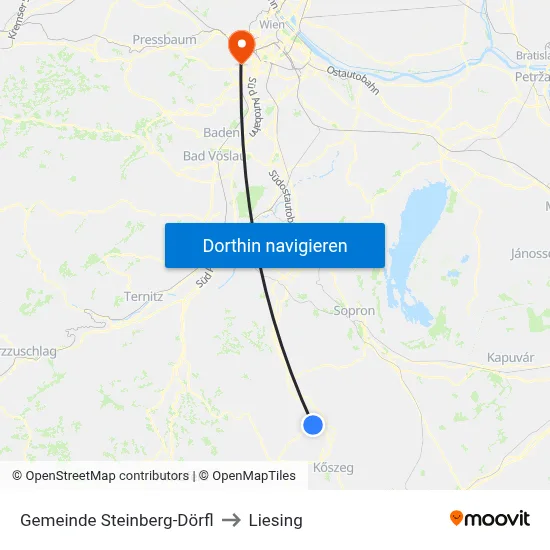 Gemeinde Steinberg-Dörfl to Liesing map