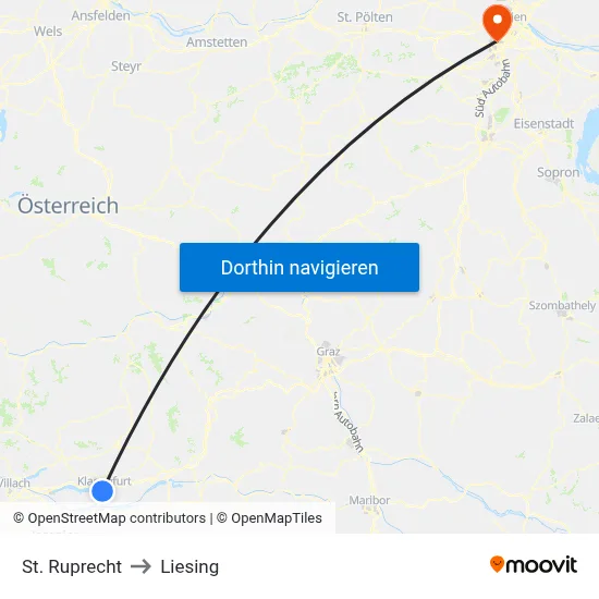 St. Ruprecht to Liesing map