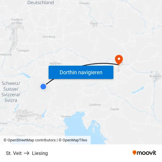 St. Veit to Liesing map