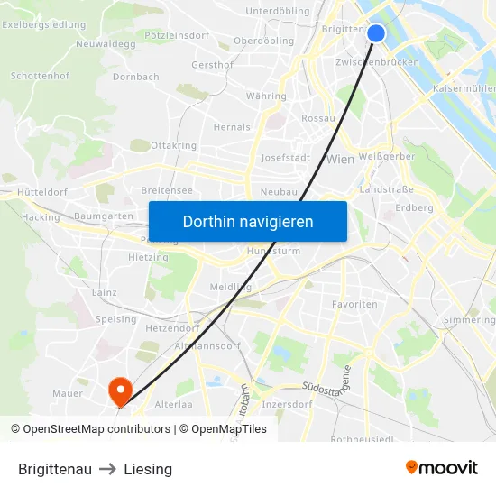 Brigittenau to Liesing map