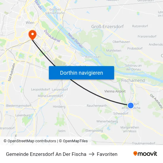 Gemeinde Enzersdorf An Der Fischa to Favoriten map