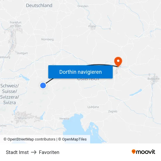 Stadt Imst to Favoriten map