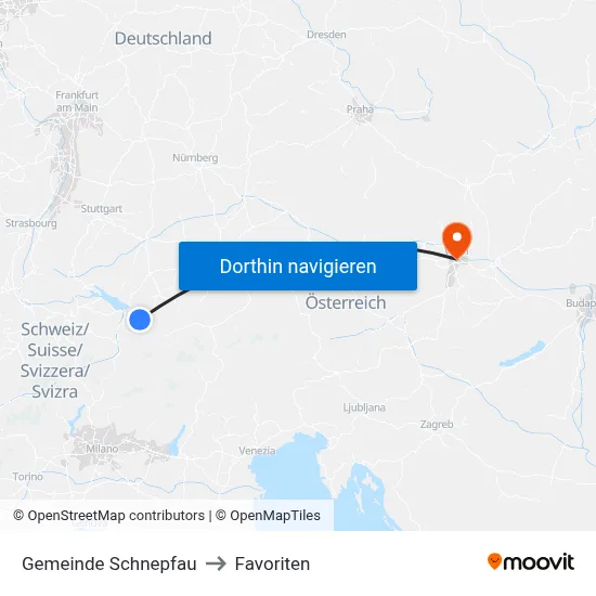 Gemeinde Schnepfau to Favoriten map