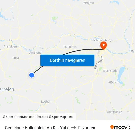 Gemeinde Hollenstein An Der Ybbs to Favoriten map