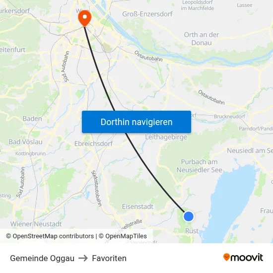 Gemeinde Oggau to Favoriten map