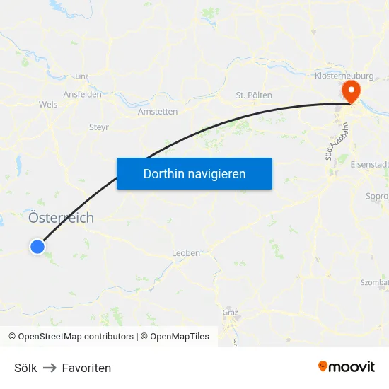 Sölk to Favoriten map