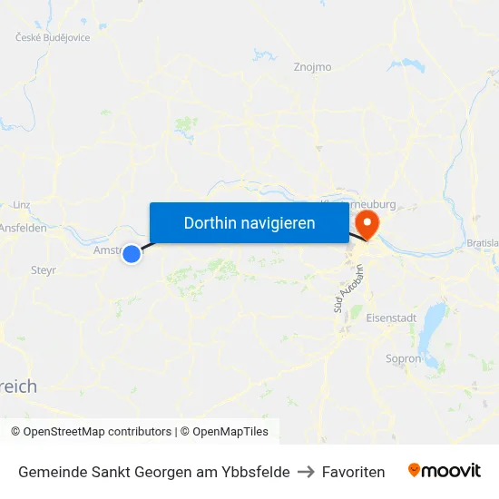 Gemeinde Sankt Georgen am Ybbsfelde to Favoriten map