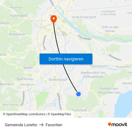 Gemeinde Loretto to Favoriten map