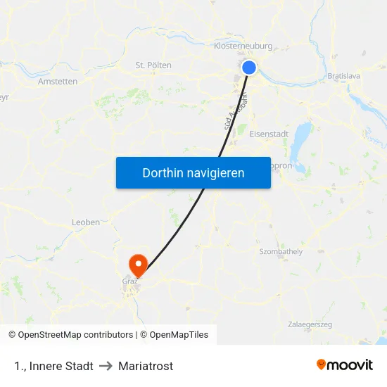 1., Innere Stadt to Mariatrost map