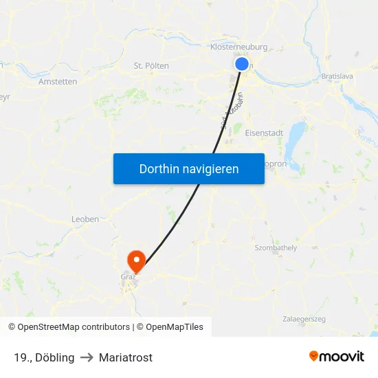 19., Döbling to Mariatrost map