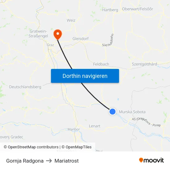 Gornja Radgona to Mariatrost map